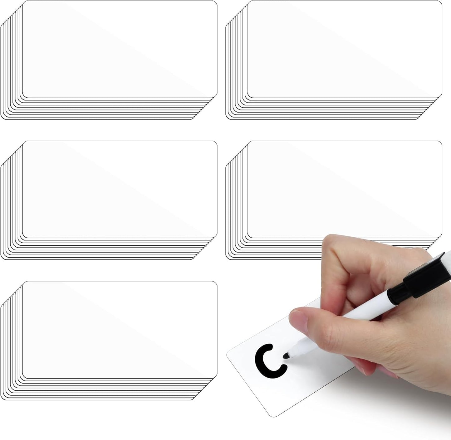 50 Pcs 4'' x 2'' Reusable Dry Erase Blank Magnetic Labels for Whiteboards