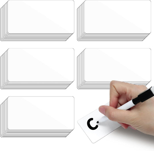 50 Pcs 4'' x 2'' Reusable Dry Erase Blank Magnetic Labels for Whiteboards