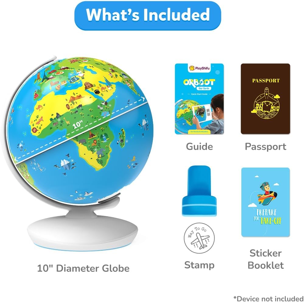 PlayShifu Globe for Kids– Orboot Earth: Interactive Kids Globe with 1000+ Facts on Animals, Places & Monuments | Tech-Powered Learning Toy & STEM Gift for Kids Ages 4–10