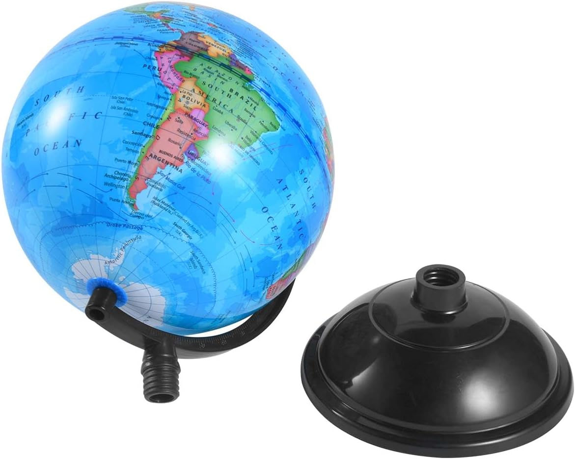 KISEER 8 Inch World Globe with Stand Rotating Earth Spinning Globe for Kids Geography Classroom Education or Decorations (Blue)
