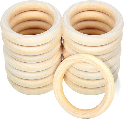 HNYYZL 50 Pcs Unfinished Solid Wooden Rings for Craft, Ring Pendant and Connectors Jewelry Making, 5 Size