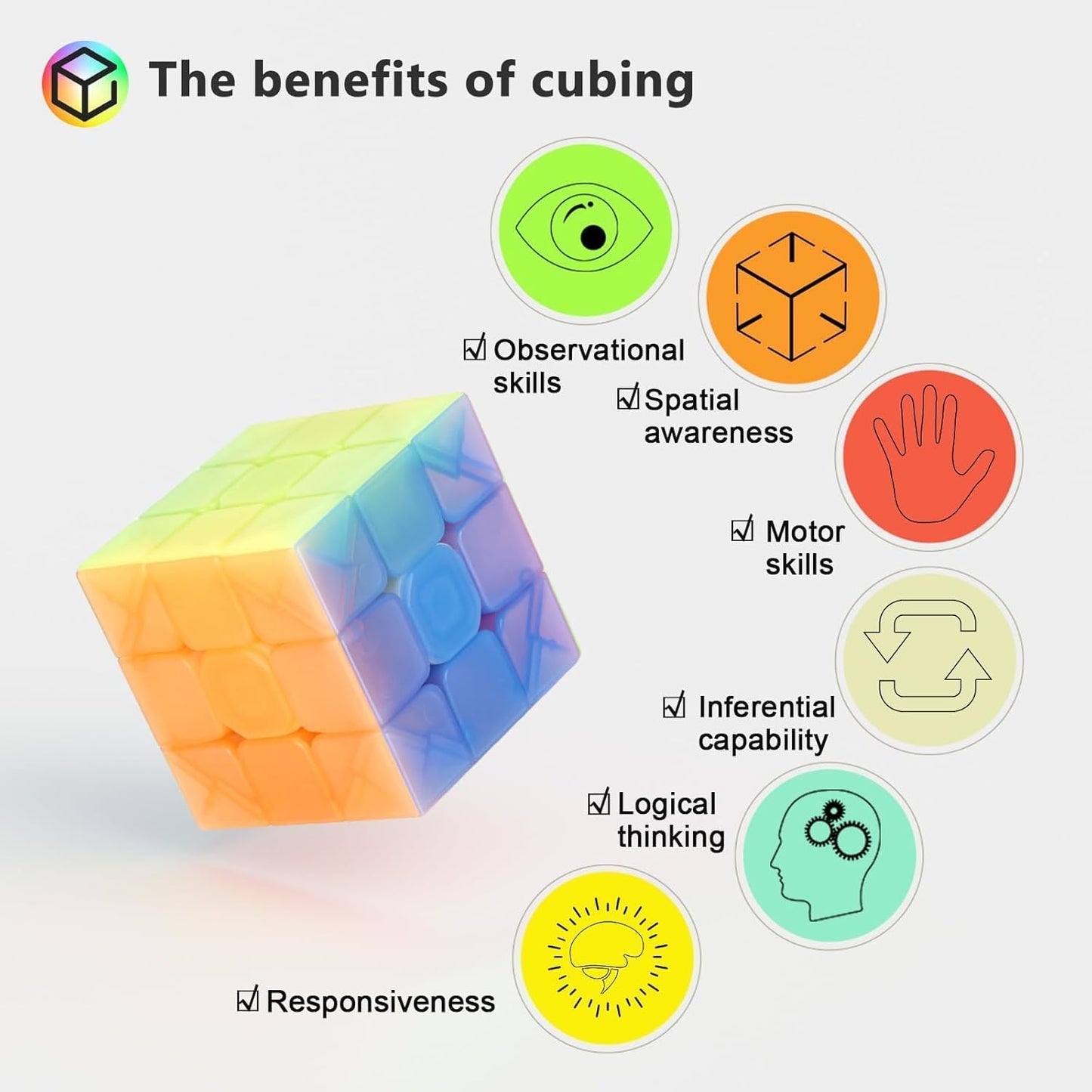 Vdealen 3x3x3 Speed Cube Set, 6 Pack Speed Cube Bulk Magic Cube Set, School Classroom Prize for Students Birthday Party Favors Stocking Stuffers Gifts for Kids Teens Adults(Carbon Fiber Sticker)