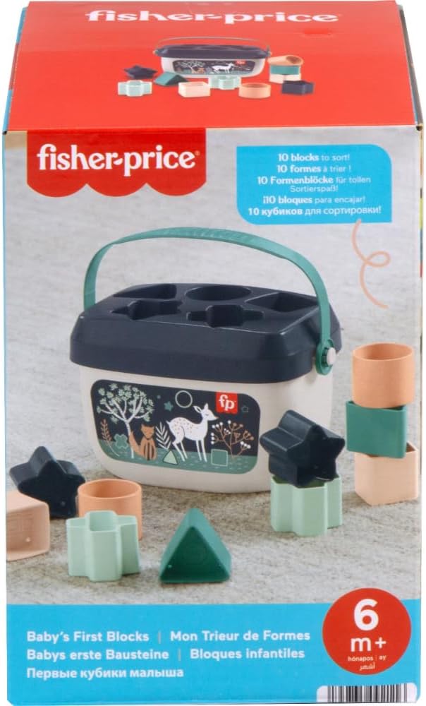 Fisher-Price Stacking Toy Baby's First Blocks Set of 10 Shapes for Sorting Play for Infants Ages 6+ Months