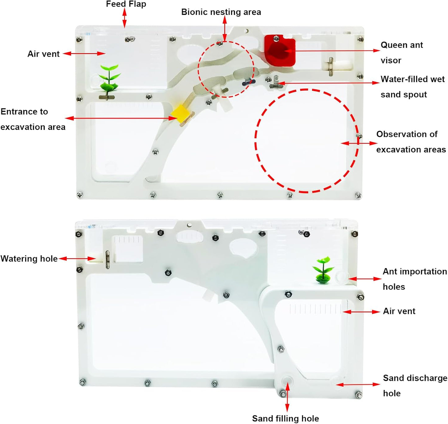 EXBEPE Sand Ant Farm Castle Ant Colony Ecosystem Science Educational Gift Live Ant Habitat to Study Insect Behavior