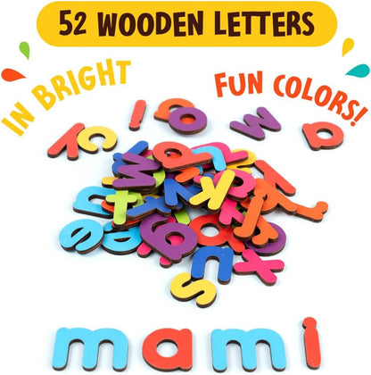 CVC Flashcards, Reusable Write & Match Spelling Game for Kids 3-6, Laminated Alphabet Cards with Wooden Letters & Dry Erase Marker, Montessori Learning Toy