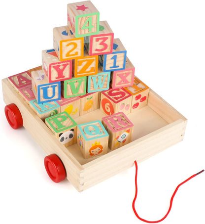 Joqutoys ABC Wooden Building Blocks for Toddlers 1-3 Large, 26 PCS Alphabet & Number Stacking Blocks, Educational Learning Toys for Boys Girls Kids Gifts 1.65''
