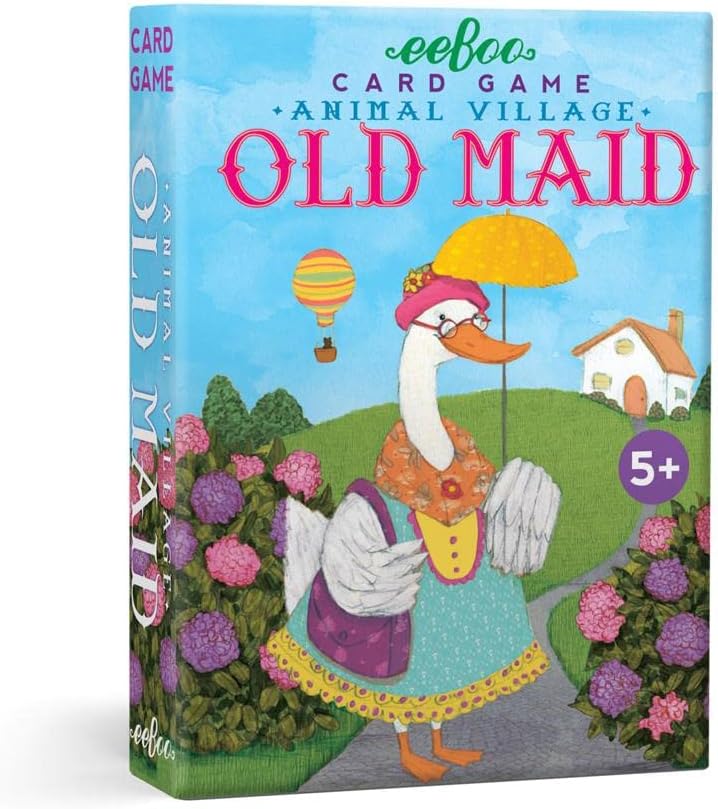 eeBoo Old Maid Playing Card Game - 50 Career Themed Cards, Classic Matching Card Game, Durable Oversized Cards, Screen-Free Fun, Ages 5+