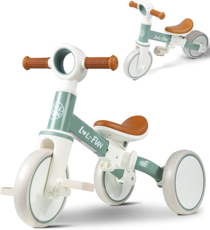 LOL-FUN Tricycle for Toddlers 1-3 Years Old Boys Girls Toy, 4 in 1 Baby Balance Bike for 1 2 Year Old Gift, Kids Bicycle with Easy Assembly Removable Pedal
