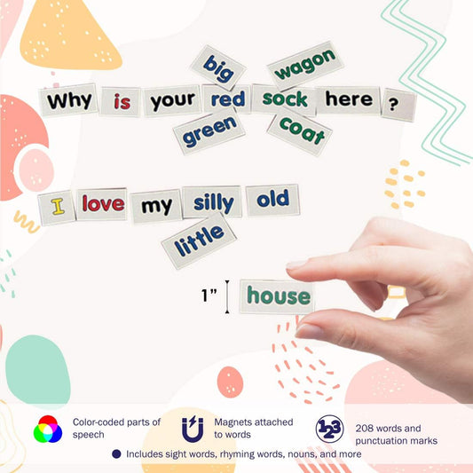 Barker Creek Learning Magnets, Kidwords, for Children, High-Frequency Words Color-Coded for Parts of Speech + Punctuation Marks (2600)