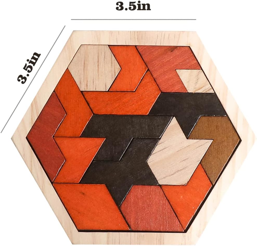 Skrtuan 5 Pack Wooden Puzzles Set - STEM Montessori Educational Board Games and Logic Traning Brain Teaser Geometric Shapes Tangram Puzzle Games for Kids Ages 3+