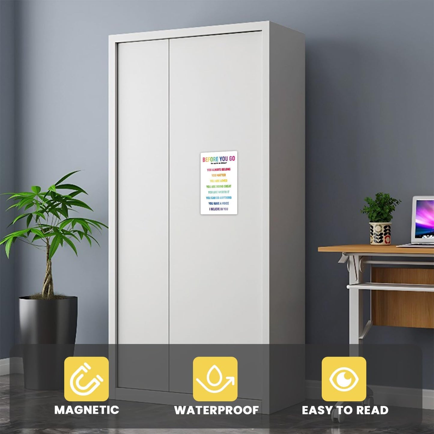 Inspirational Magnets,Motivational Magnets for Locker,8 Powerful Words for the Day Poster,Perfect for Refrigerator, Office, Locker - Ideal for Home, Students, Professionals (8 Words)