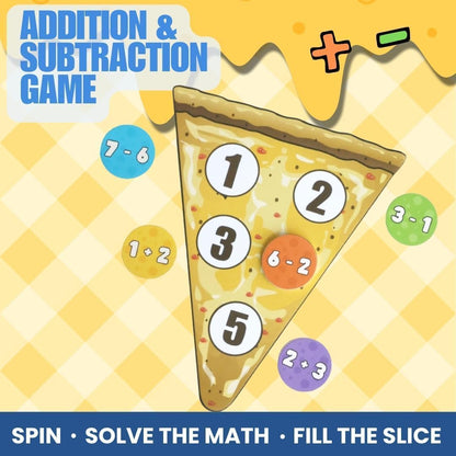 Matheroni Pepperoni Math Board Game - Addition & Subtraction for Kids Ages 5-8, Hunt & Solve Pepperonis - Pizza Themed Fun & Educational STEM Game, by Pidoko Kids