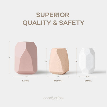 Comfy Cubs Stacking Rocks 36 Pieces, 36 Months+, Educational Toddler Stacking Blocks, Promotes Imagination, Balance & Fine Motor Skills - Wooden Rocks Sensory Toys Gift for Kid, Neutral Pack