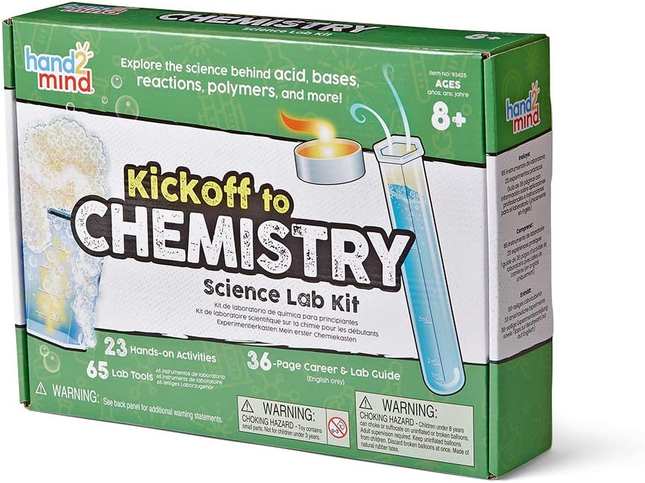 hand2mind Kickoff to Chemistry Science Lab Kit, Color Chemistry, DIY Lava Lamp Kit, Rock Candy Science, Grow Your Own Crystals, Explore Acids and Bases, STEM Kits for Kids, At Home Science Experiments
