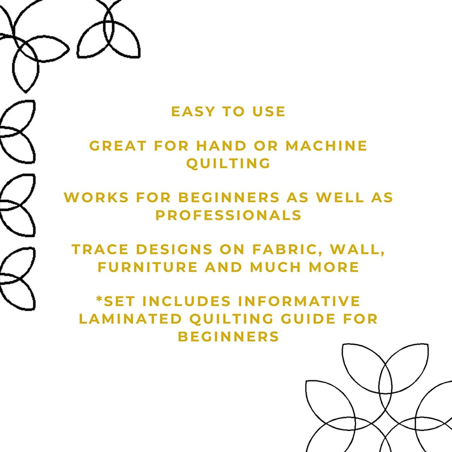 Quilting Stencils for Machine and Hand Quilting - 2 Quilting Stencils for Block, Border Patterns - Laurel Block, Laurel Border Plastic Quilt Stencil Set with Guide