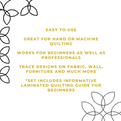 Quilting Stencils for Machine and Hand Quilting - 2 Quilting Stencils for Block, Border Patterns - Laurel Block, Laurel Border Plastic Quilt Stencil Set with Guide