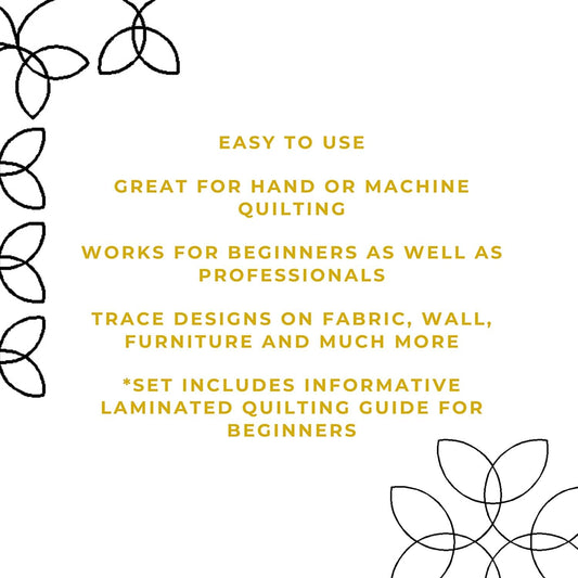Quilting Stencils for Machine and Hand Quilting - 2 Quilting Stencils for Block, Border Patterns - Laurel Block, Laurel Border Plastic Quilt Stencil Set with Guide