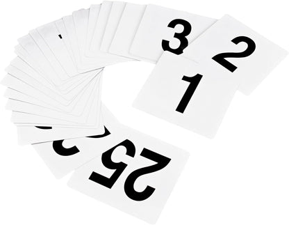 New Star Foodservice 23084 1-100 Double Side Plastic Table Numbers, 4" x 4" Inch, Light Grey on Black