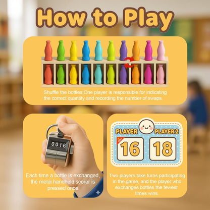 Bottle Color Match Game, Fun Family Board Game for Kids 8-12, 2-4 Player Bottle Collision Game for Kids and Adults, Perfect for Travel Camping Holidays Party Night