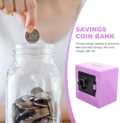 SAFIGLE Kids Piggy Bank Safe with Password Lock Mini Coin Bank for Toddlers Educational Money Saving Box Compact 3.54In Children S Safe Box for Coins and Bills