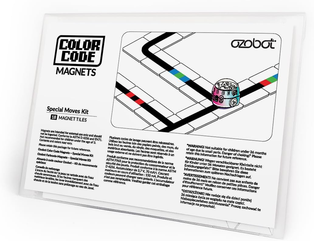 Ozobot Color Code Magnets Speed Kit, Interactive Coding Learning Tool for Kids Ages 3+, Enhances Logic & Problem Solving Skills, 18 Tiles, Evo & Color Codes Magnets Base Kit Required Not Included