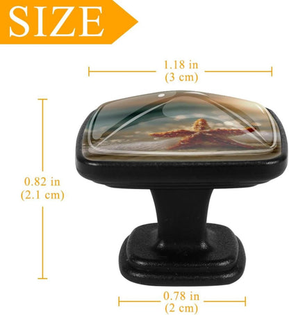 4 Pack Cabinet Knobs Drawer Pulls, 30mm Round ABS Glass Drawer Hardware Growing Butterfly Cabinet Handles with Screws for Dressers Kitchens Cupboard