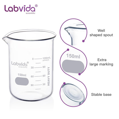 12pcs 50ml Upgrated Thick Glass Beakers, Shot Glass Beaker set, 3.3 Boro Griffin Low Form, Double Scale, LVA003