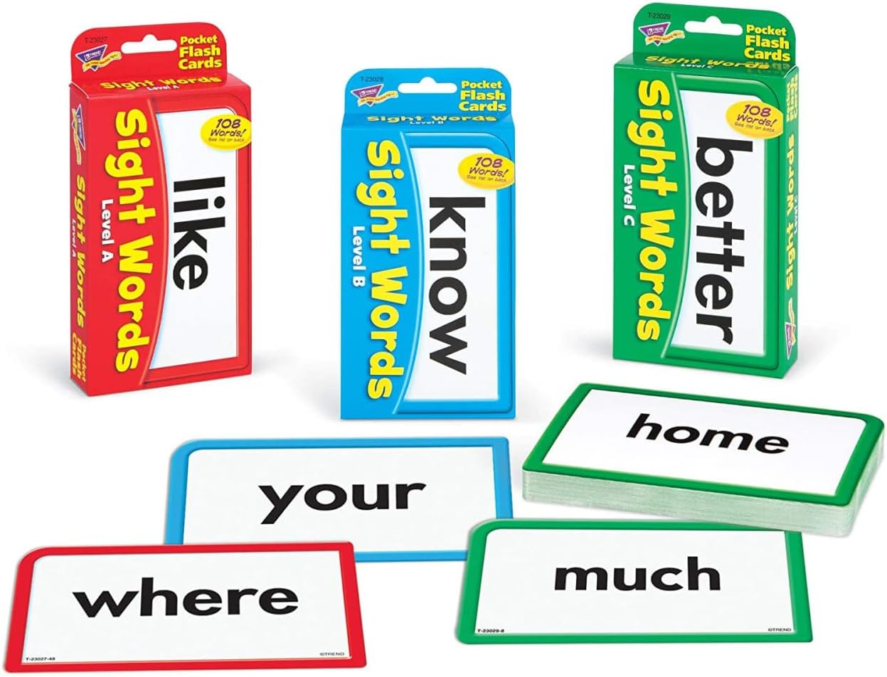 Trend Enterprises Sight Words Bundle - Pocket Flash Cards Set - for Home, Travel, Classroom