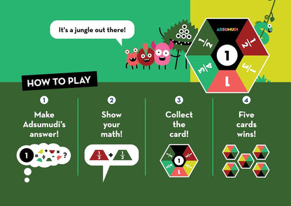 Evermade Adsumudi Math Game - Wild Ones - The Wildly Fun Game for Kids to Tame Fractions, Decimals, Money, Big Numbers and Mental Math - Great for Ages 9 and Up