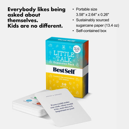BestSelf Conversation Cards for Kids - Little Talk Expansion Pack - 50 Prompts, Ideal Classroom Must Haves and Therapy Tools, Social Skills Activities and Fun Conversation Starters for Kids