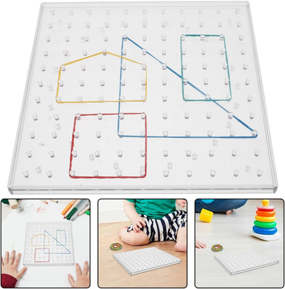 SUPVOX Double-Sided Geoboard 7.87 Inch Kids Educational Toy with 20 Rubber Bands for Math Learning Geometry Crafting Classroom and Homeschool