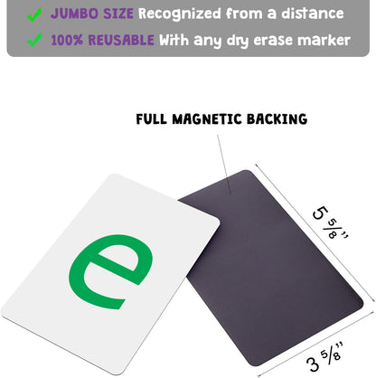 Attractivia Magnetic Big Alphabet ABC Flash Cards - 52 Sturdy Uppercase & Lowercase Large Letters, Black - for Classroom Teachers, Homeschool, ESL, Kids and Adults