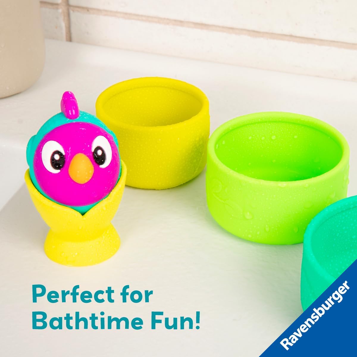 Ravensburger Play+ 3-in-1 Stacking Cups - Bird's Nest | Silicone Nesting & Sorting Set | Supports Sensory Exploration