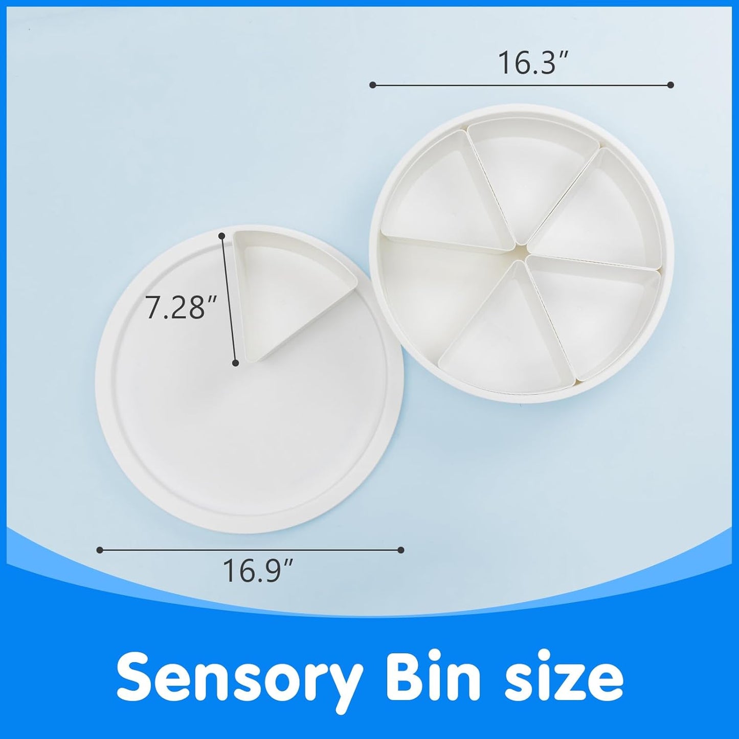 Round Sensory Bin with Lid – Large (16.9"), Sealable – 6 Removable Storage Dividers, Sensory Tray for Toddler Play and Educational Activities