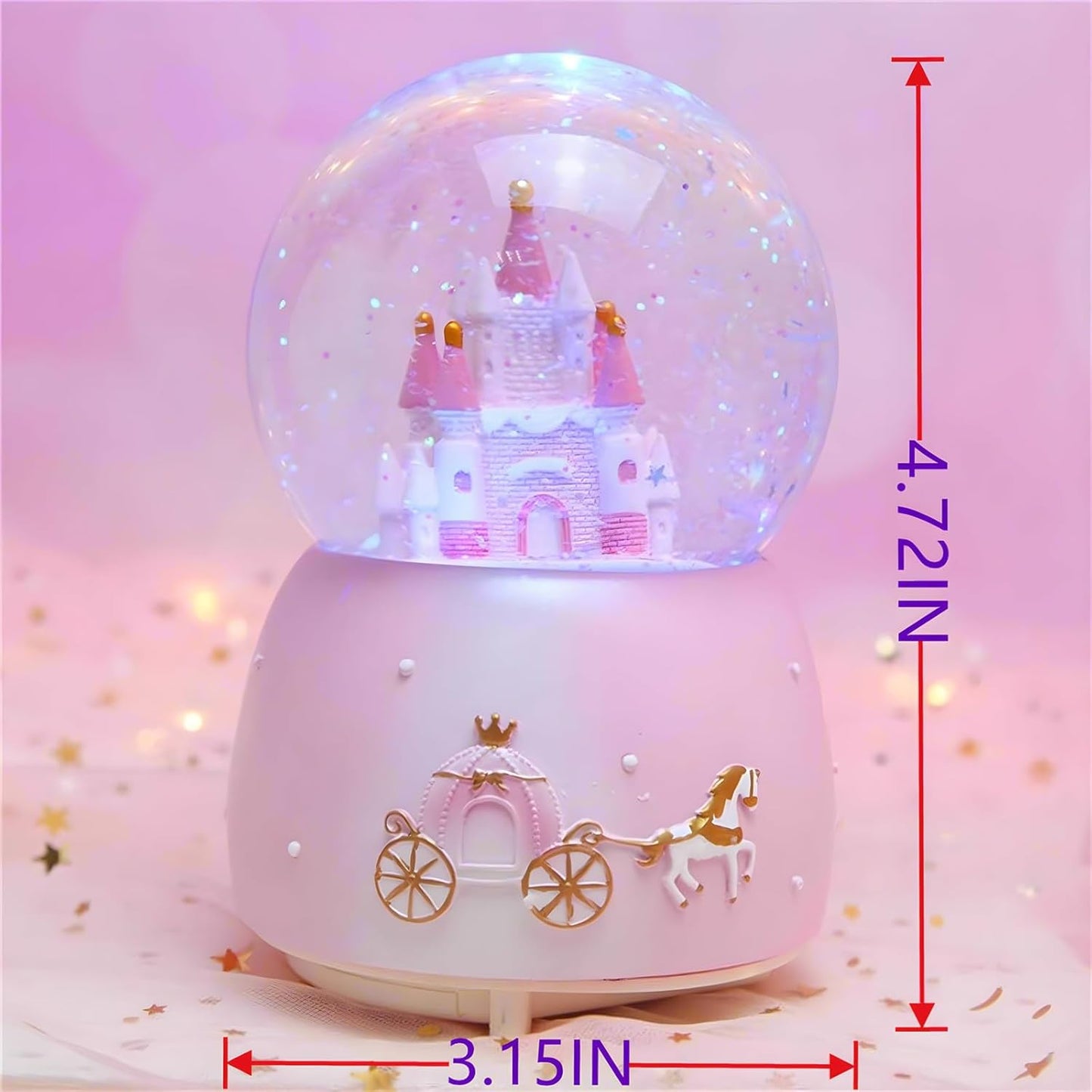 Snow Globes,Blue Castle Music Snowglobes with LED Lights,Automatic Snow Fall Effect,Home Decor for Kids Room Essentials Birthday Christmas Festival Gift for 5-16 Year Old Girls (Blue)