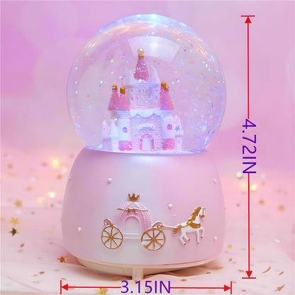 Snow Globes,Blue Castle Music Snowglobes with LED Lights,Automatic Snow Fall Effect,Home Decor for Kids Room Essentials Birthday Christmas Festival Gift for 5-16 Year Old Girls (Blue)