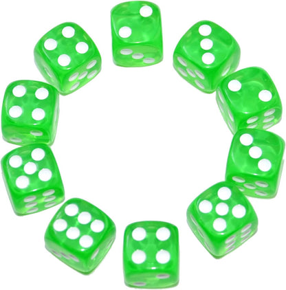 SmartDealsPro 10-Pack D6 Six Sided 16mm Transparent Dice Die for DND, MTG, RPG, Tenzi, Yahtze, Bunco, Table Borad Games, Math Teaching