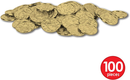 Beistle 200 Piece Embossed Plastic Coins For Pirate Treasure Chest Favors, Casino Theme Decorations
