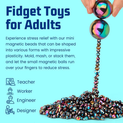 Umnodobn Magnet Slime Putty, Fidget Toy Ferrite Putty Beads, Hematite Magnetic Stones Eggs with 1.26 inch Magnet Balls, Cool Desk Toy, EDC Toy Science Kit Gift