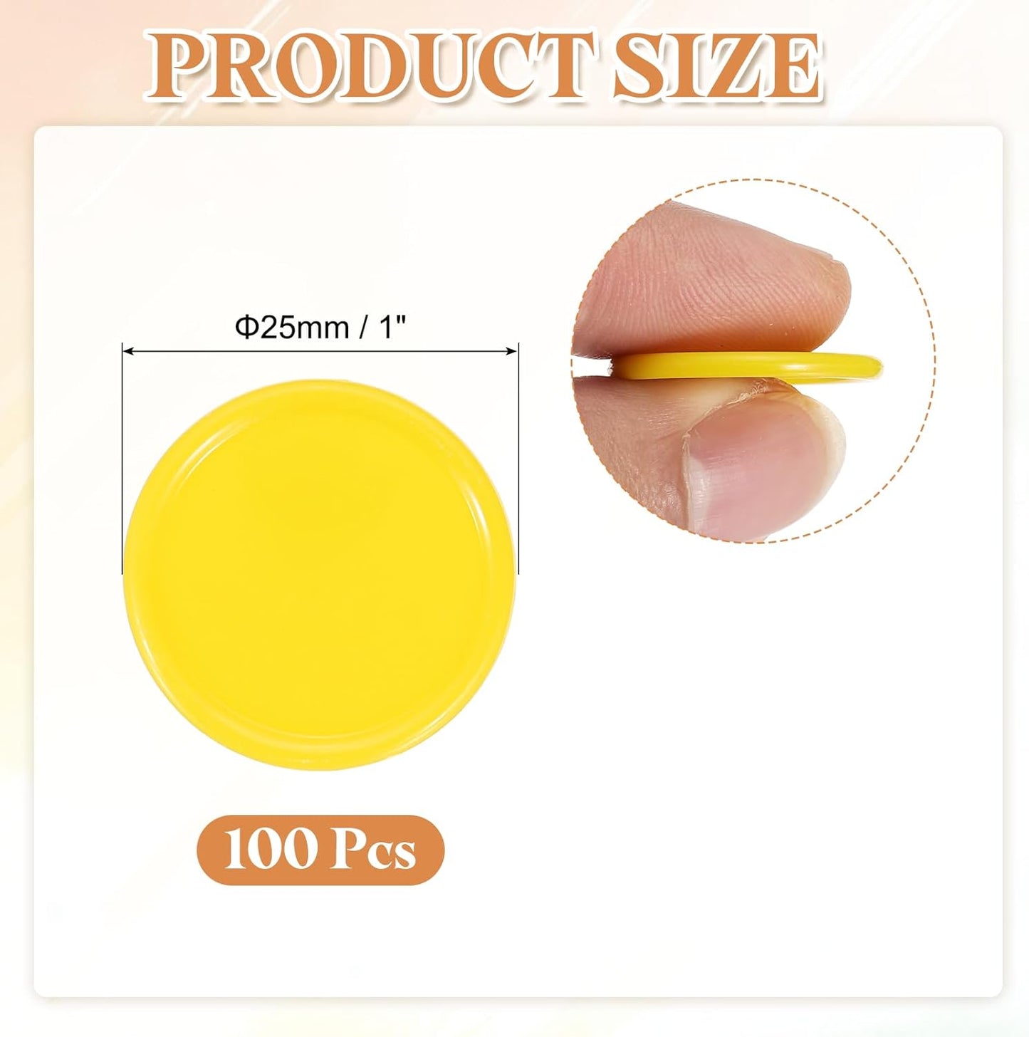 uxcell 100Pcs 0.8 Inch Plastic Poker Chips, Mini Bingo Chips Learning Counters Counting Counters Disks Markers Opaque Game Tokens for Game Play Math Counting, Yellow