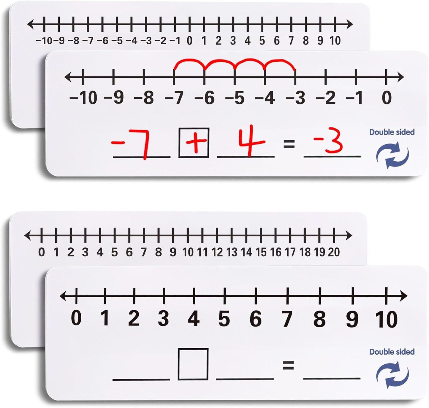 2 Pcs Dry Erase Number Line Board, Double Sided Number Line for Students, Homeschool, Teacher Supplies, Classroom, Math Game for Math Center，High Quality Durable 12 x 4 Inch 0-10, 0-20