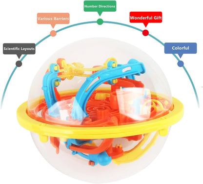 3D Maze Ball, Brain Teaser Puzzle Ball Interactive Maze Sphere Game (11cm,4.3’’) with 88 Obstacles Labyrinth Puzzle Ball for Kids Education Toys