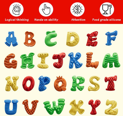 26PCS Alphabet Letter Fidget Toys, Textured Sensory Stress Relief Set for Autism ADHD Kids, Calming Anxiety Fidget Toys for Students, Classroom Prizes & Party Favors