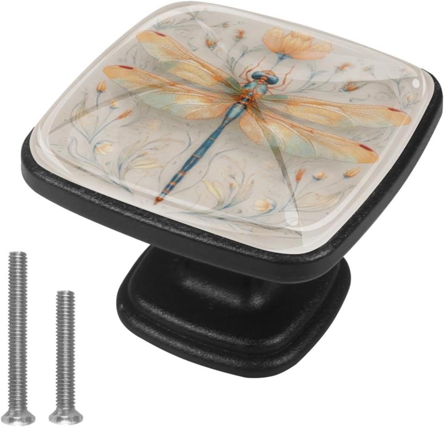 4 Pack Cabinet Knobs Drawer Pulls, 30mm Round ABS Glass Drawer Hardware Growing Purple Butterflies Cabinet Handles with Screws for Dressers Kitchens Cupboard