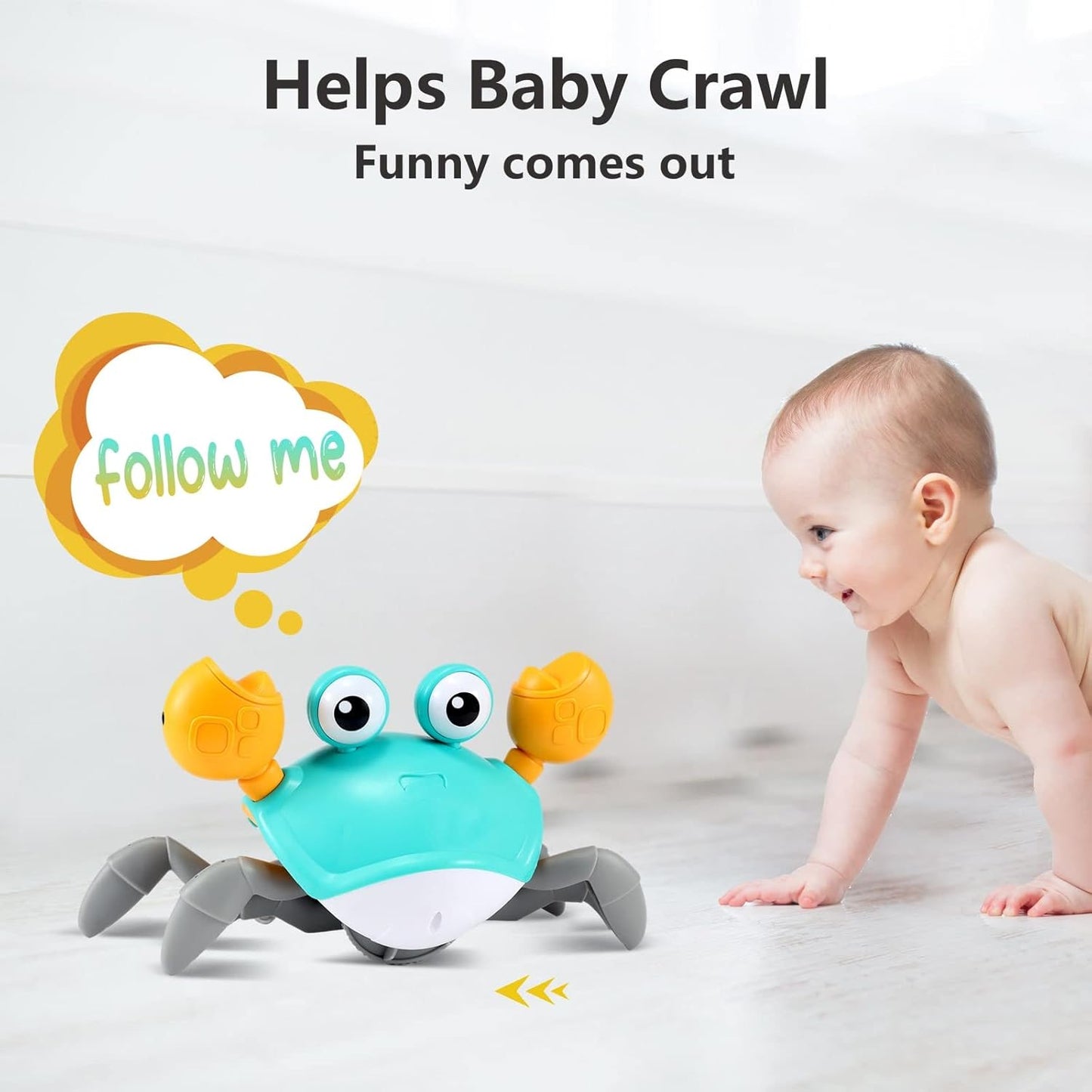 Crawling Crab Gear Set Toy - Tummy Time Musical Crab Toys Stacking & Building Blocks Educational STEM Game for Toddlers & Kids 3-5, 1 2 3 Yr Old Birthday Gift Christmas Stuff for 0-36 Month Boys Girls