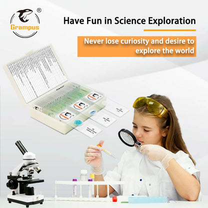 30 Prepared Microscope Slides with Specimens for Kids Students - Plants, for Biological Science Lab, Children's Science Education, Homeschooling Use