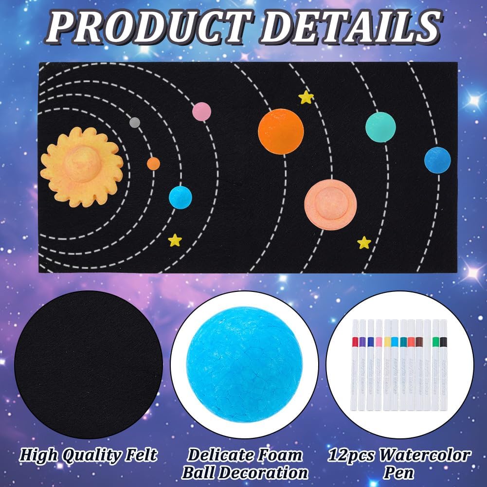 WEBEEDY 25 Pcs DIY Solar System Project Kit Astronaut Solar System Model Foam Ball Kit with Planet Foam Balls, Felt Background, 12 Colors Pigments, DIY Craft Foams for Christmas Birthday Unique Gift