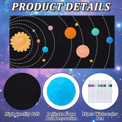 WEBEEDY 25 Pcs DIY Solar System Project Kit Astronaut Solar System Model Foam Ball Kit with Planet Foam Balls, Felt Background, 12 Colors Pigments, DIY Craft Foams for Christmas Birthday Unique Gift