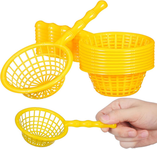 10pcs Mini Beach Fishing Nets for Teens 6.3 Inch Hard Plastic Net Scoop for Bath and Outdoor Play Lightweight Durable Sand Toy Accessories