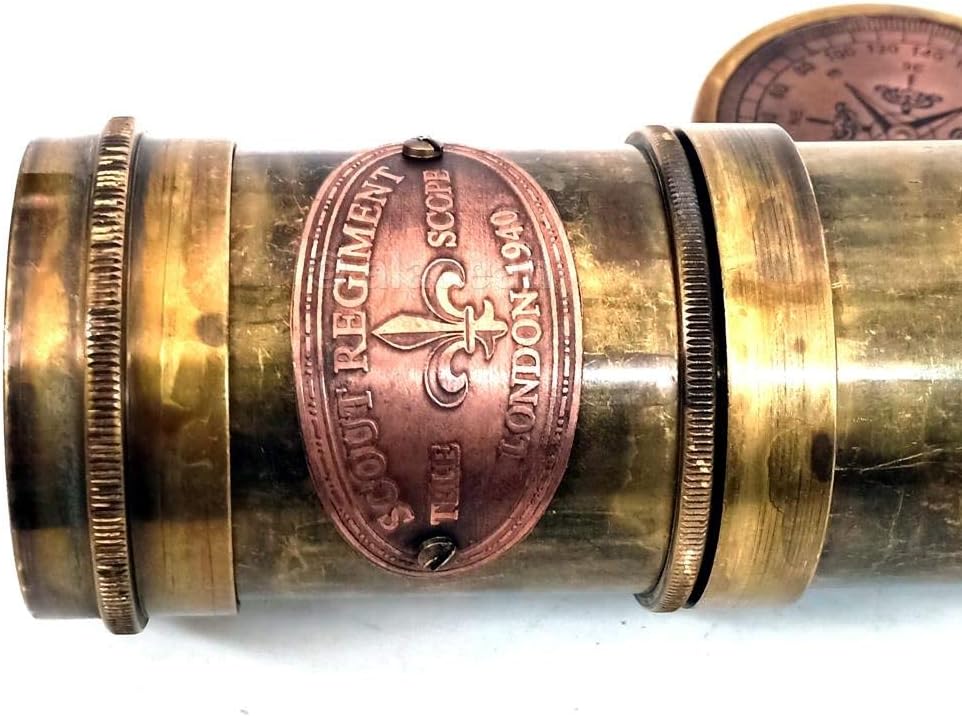 Scout Regiment Brass Telescope 19" London 1940 Broadhurt Clarkson Antique Replica Spyglass Scope High Resolution DF Lens Brilliant Magnification (Scout -19")